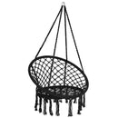 Hanging Hammock Swing Chair Macrame Handwoven Cotton Backrest Garden Black