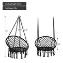 Hanging Hammock Swing Chair Macrame Handwoven Cotton Backrest Garden Black