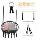 Hanging Hammock Swing Chair Macrame Handwoven Cotton Backrest Garden Black