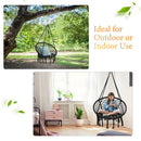 Hanging Hammock Swing Chair Macrame Handwoven Cotton Backrest Garden Black