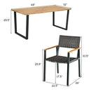 7PCS Outdoor Patio Rattan Dining Chair Table Set Solid Wood Frame Umbrella Hole HW65219+