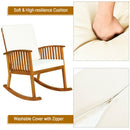 2PC Outdoor Acacia Wood Rocking Chair Patio Backyard Garden Lawn W/ Cushion 2*HW63886