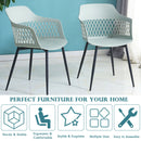 Set of 2 Dining Chair Modern Hollow Back Plastic Arm Chair w/ Metal Legs HW64140