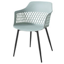 Set of 2 Dining Chair Modern Hollow Back Plastic Arm Chair w/ Metal Legs HW64140