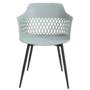 Set of 2 Dining Chair Modern Hollow Back Plastic Arm Chair w/ Metal Legs HW64140