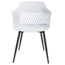 Set of 2 Dining Chair Modern Hollow Back Plastic Arm Chair w/ Metal Legs HW64140