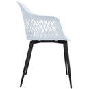 Set of 2 Dining Chair Modern Hollow Back Plastic Arm Chair w/ Metal Legs HW64140