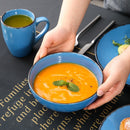 Dark Blue 4-Piece Vintage Look Stoneware Ceramic Dinner Set