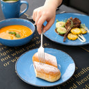 Dark Blue 4-Piece Vintage Look Stoneware Ceramic Dinner Set