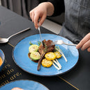 Dark Blue 4-Piece Vintage Look Stoneware Ceramic Dinner Set