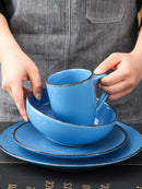 Dark Blue 4-Piece Vintage Look Stoneware Ceramic Dinner Set