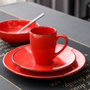 Red Vintage 4-Piece Ceramic Dinner Set service for One person