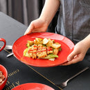 Red Vintage 4-Piece Ceramic Dinner Set service for One person