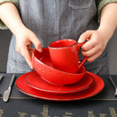 Red Vintage 4-Piece Ceramic Dinner Set service for One person