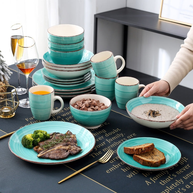 4/8/12-pieces Porcelain Ceramic Handpainted Dinner Plate Set
