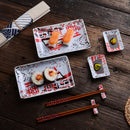 Japanese Style Porcelain Sushi Plate Set with Gift Box