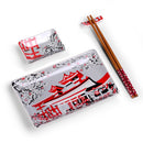 Japanese Style Porcelain Sushi Plate Set with Gift Box