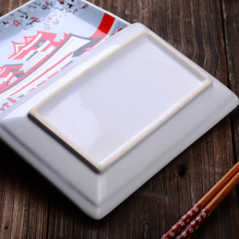 Japanese Style Porcelain Sushi Plate Set with Gift Box