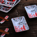 Japanese Style Porcelain Sushi Plate Set with Gift Box