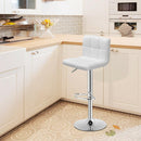 1 PC Bar Stool Swivel Adjustable PU Leather Barstools Bistro Pub Chair White