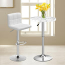 1 PC Bar Stool Swivel Adjustable PU Leather Barstools Bistro Pub Chair White