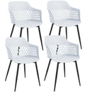 Set of 4 Dining Chair Modern Hollow Back Plastic Arm Chair w/ Metal Legs 2*HW64140