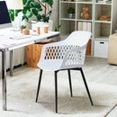 Set of 4 Dining Chair Modern Hollow Back Plastic Arm Chair w/ Metal Legs 2*HW64140