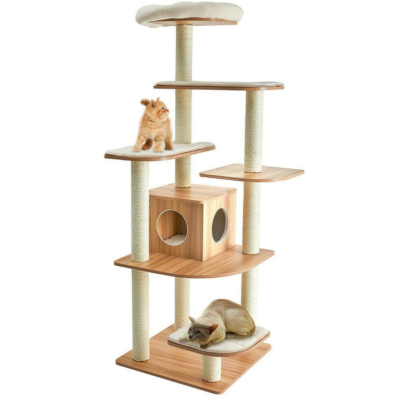 69" Modern Cat Tree Multi-layer Kitten Activity Tower w/ Removable Soft Mat PS7373