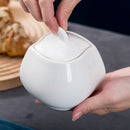 3-Piece White Ceramic Sugar and Creamer Pot Sets with Lid