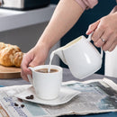 3-Piece White Ceramic Sugar and Creamer Pot Sets with Lid