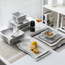 56-Piece Marble Grey Porcelain Dinner Set