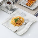 32-Piece Marble Grey Porcelain Dinner Set ,Rectangular Plate
