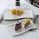 32-Piece Marble Grey Porcelain Dinner Set ,Rectangular Plate