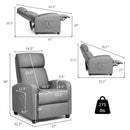 Massage Recliner Chair Single Sofa Fabric Padded Seat Theater Home w/ Footrest Gray