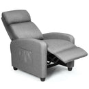 Massage Recliner Chair Single Sofa Fabric Padded Seat Theater Home w/ Footrest Gray