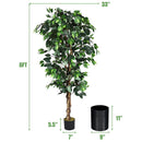 6 Ft Artificial Ficus Silk Tree Home Living Room Office Decor Wood Trunks