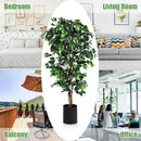 6 Ft Artificial Ficus Silk Tree Home Living Room Office Decor Wood Trunks