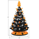 15" Pre-Lit Ceramic Hand-Painted Tabletop Halloween Tree Battery Powered Black