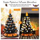 15" Pre-Lit Ceramic Hand-Painted Tabletop Halloween Tree Battery Powered Black