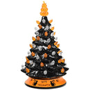 15" Pre-Lit Ceramic Hand-Painted Tabletop Halloween Tree Battery Powered Black