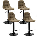 Set of 4 Adjustable Bar Stools Swivel Counter Height Linen Chairs with Back 2*HW66212