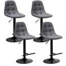 Set of 4 Adjustable Bar Stools Swivel Counter Height Linen Chairs with Back 2*HW66212