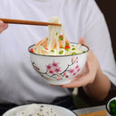 5-Piece 500ML White Porcelain Cherry Blossoms Pattern  Bowl Set