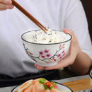 5-Piece 500ML White Porcelain Cherry Blossoms Pattern  Bowl Set