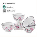 5-Piece 500ML White Porcelain Cherry Blossoms Pattern  Bowl Set