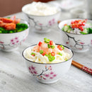 5-Piece 500ML White Porcelain Cherry Blossoms Pattern  Bowl Set