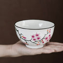 5-Piece 500ML White Porcelain Cherry Blossoms Pattern  Bowl Set