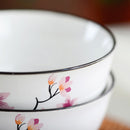 5-Piece 500ML White Porcelain Cherry Blossoms Pattern  Bowl Set
