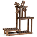 Wood Plant Stand 4 Tier Shelf Multiple Space-saving Flower Pot Windmill Design GT3523