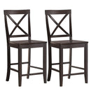 Set of 2 24" Counter Height Barstools Kitchen Dining Chairs Rubber Wood Frame HW63956